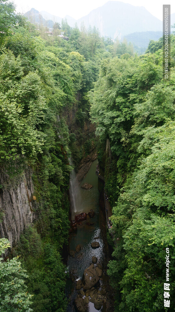 恩施峡谷绿意盎然的自然景观