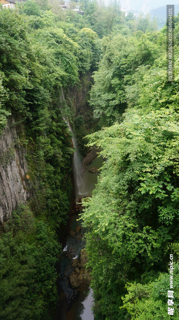 恩施峡谷间绿意盎然的壮丽景观