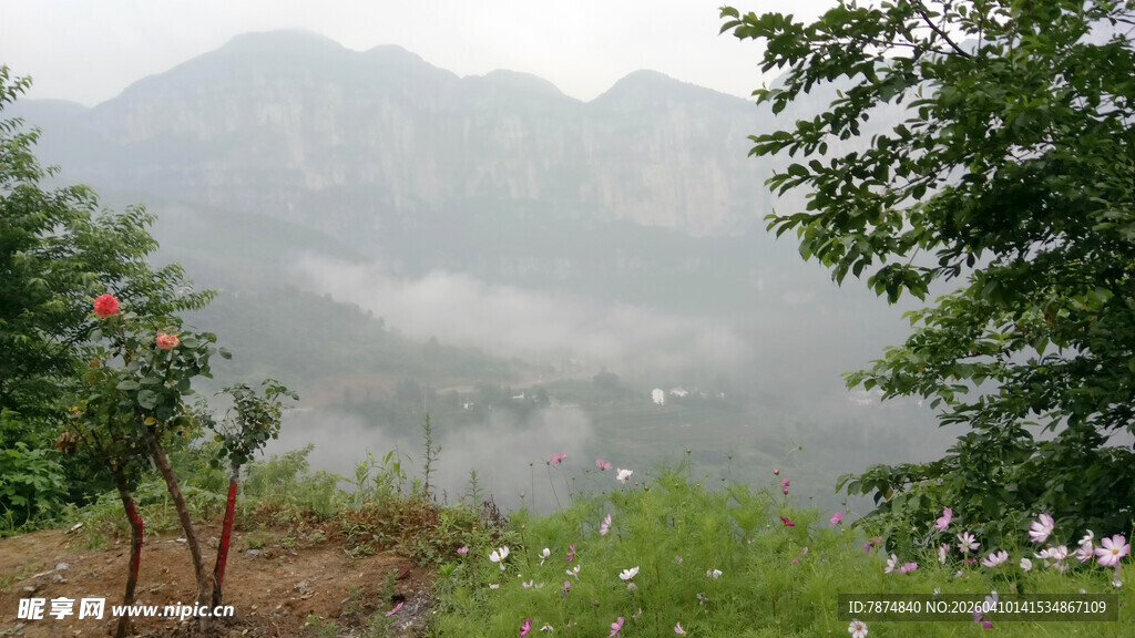 恩施山间晨雾中的自然景致