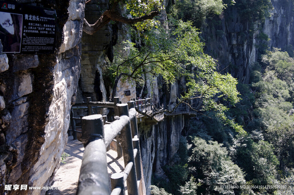 恩施悬崖栈道穿梭于山林之间