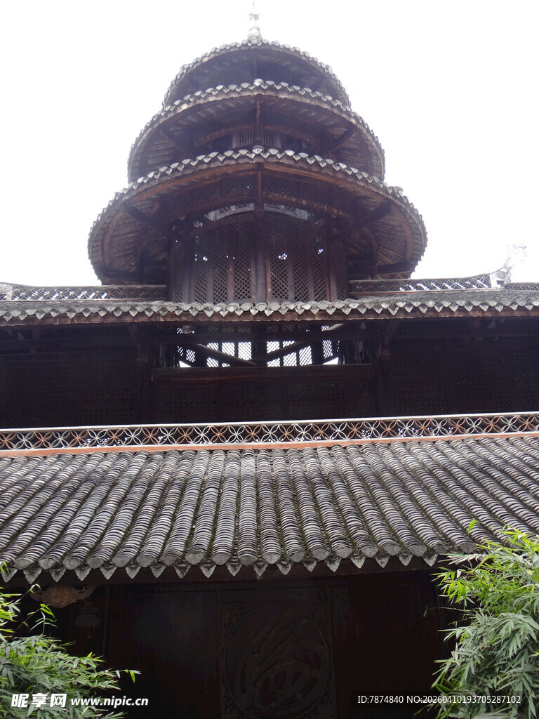 恩施中式古建筑屋顶景观