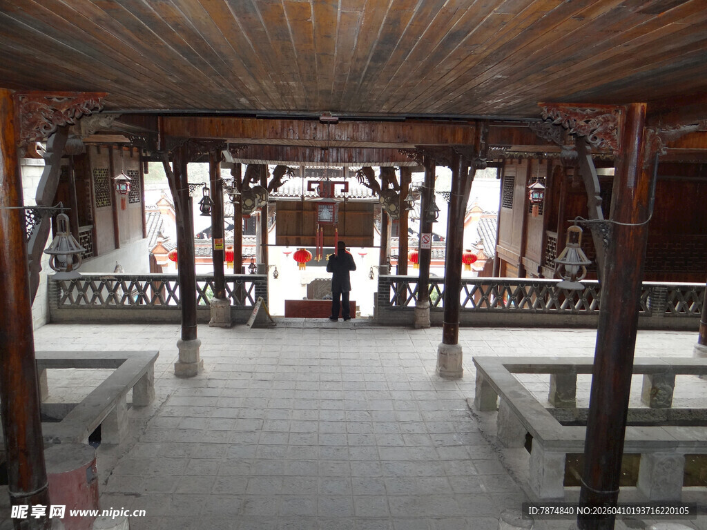 恩施古色古香中式长廊景观