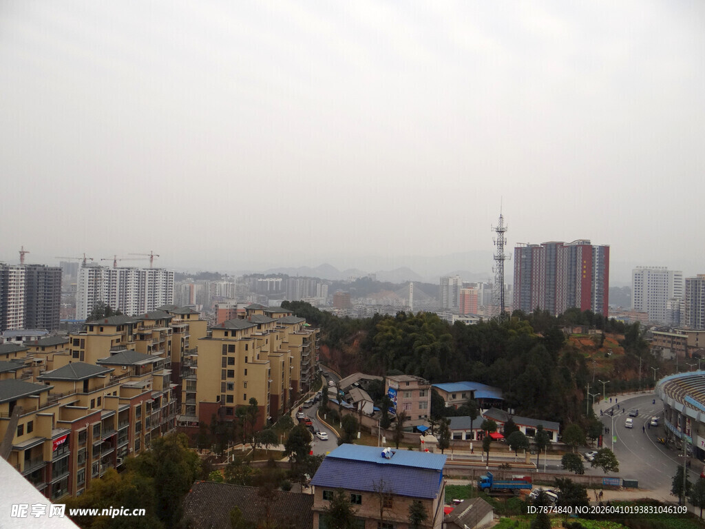 恩施城市建筑景观俯瞰