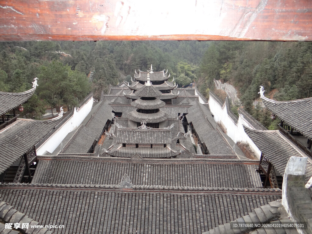 恩施中式古建筑群俯瞰全景