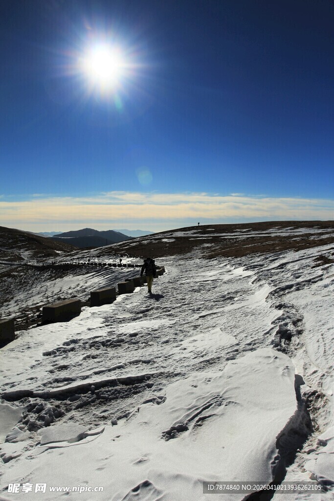 雪地蓝天 阳光照耀的美景