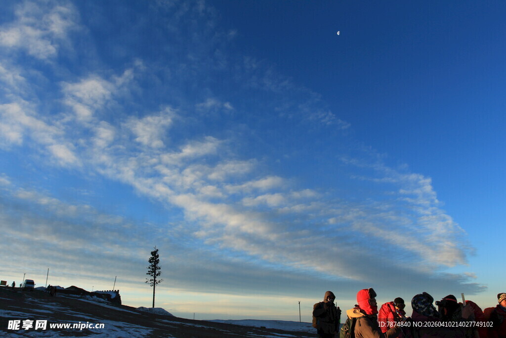 海边观美景的人群