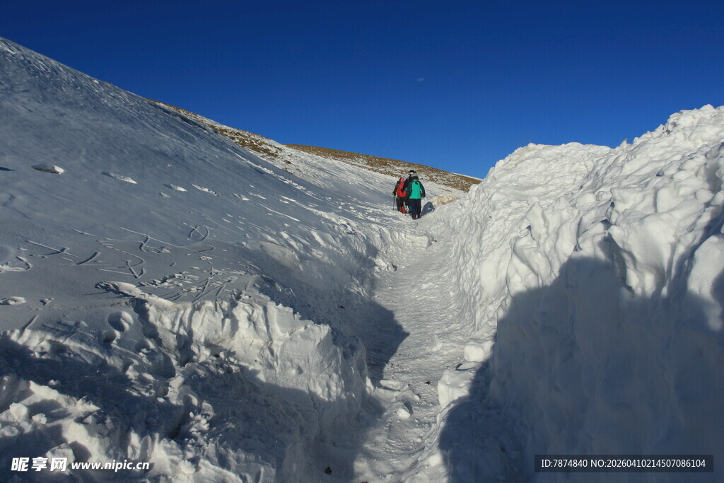 滑雪者在雪坡间飞驰