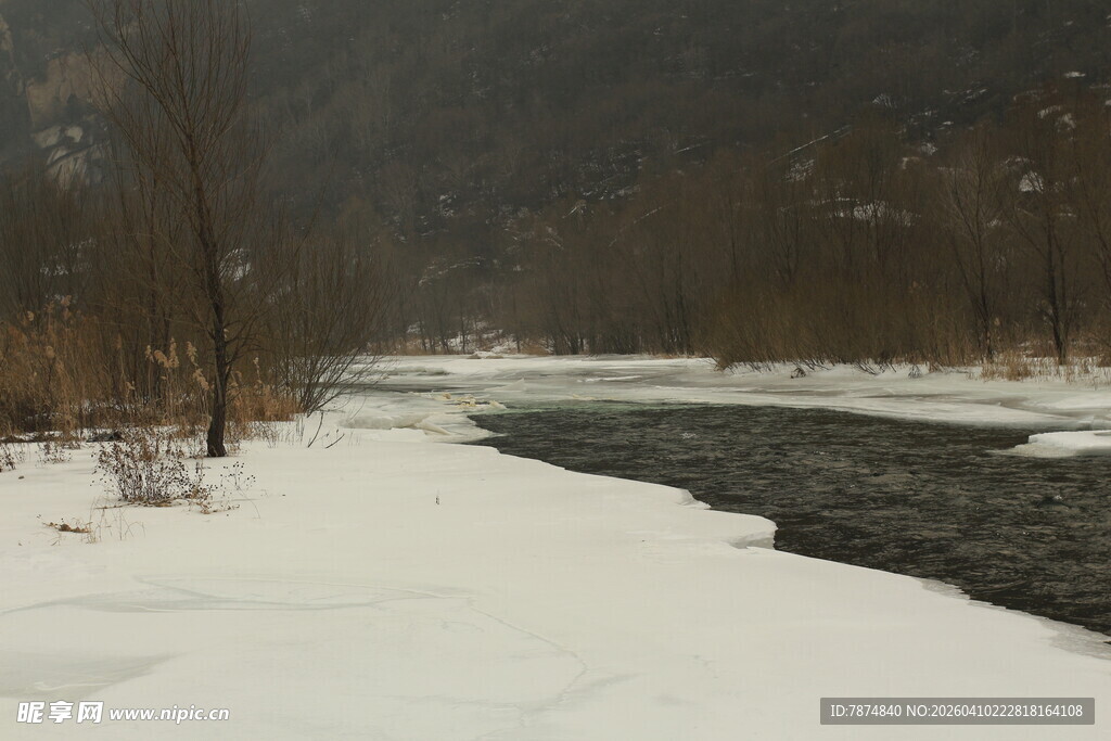 冬日河畔雪景