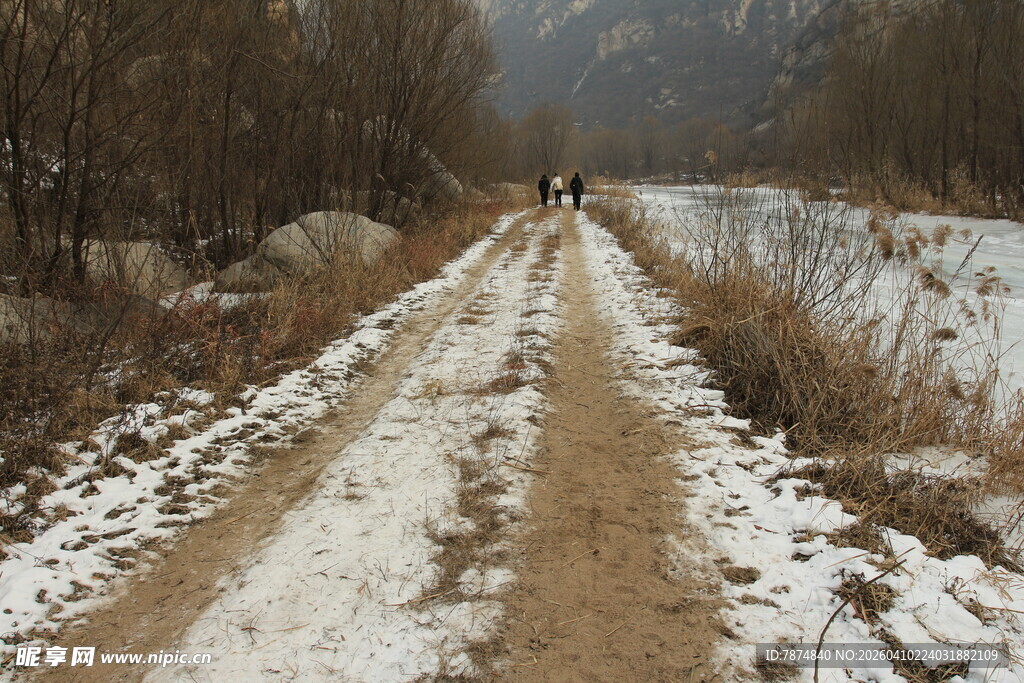 冬日雪覆乡间小路