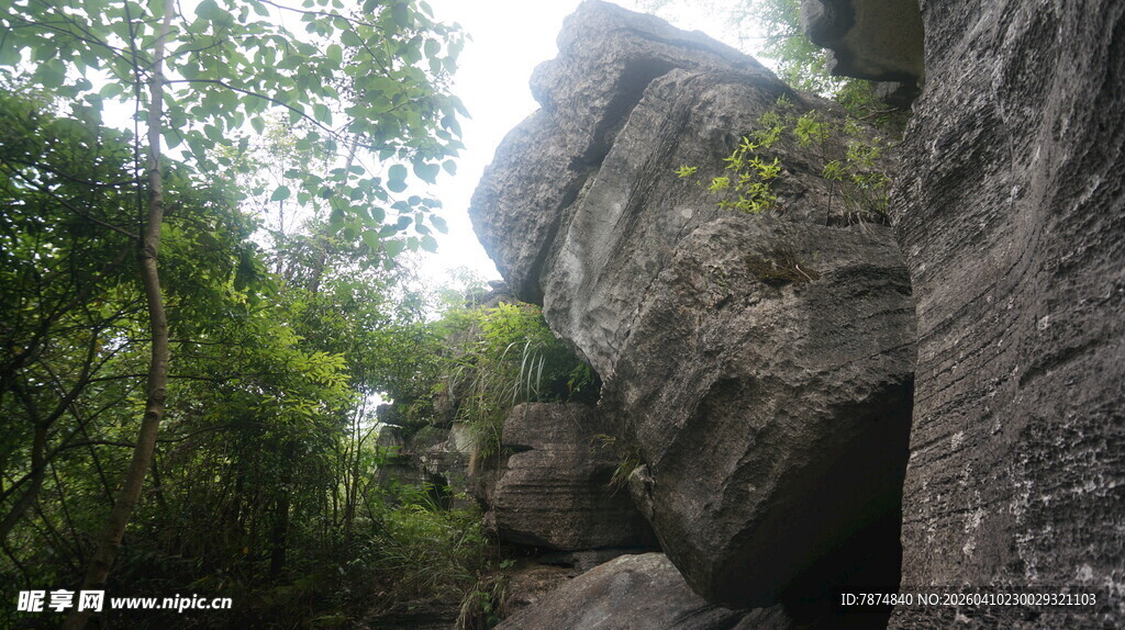 山林间的嶙峋岩石