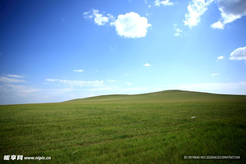 广袤草原 蓝天白云美景
