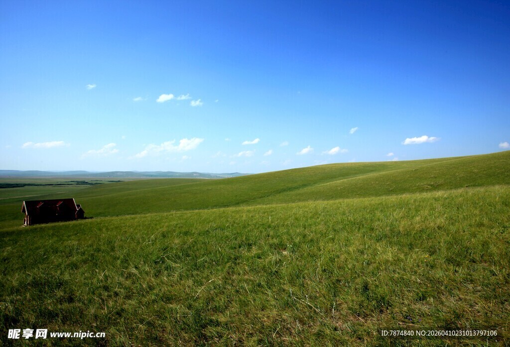 广袤草原蓝天美景
