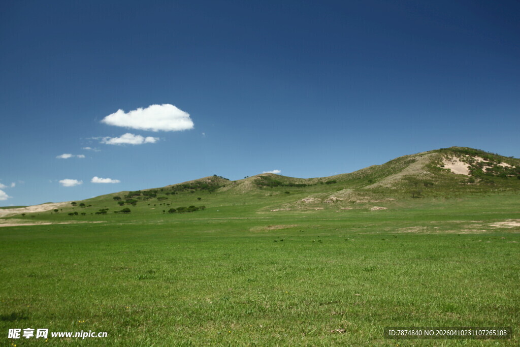 广袤草原与远处山丘