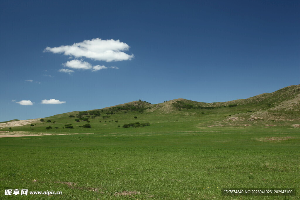 广袤草原与蓝天相映成趣