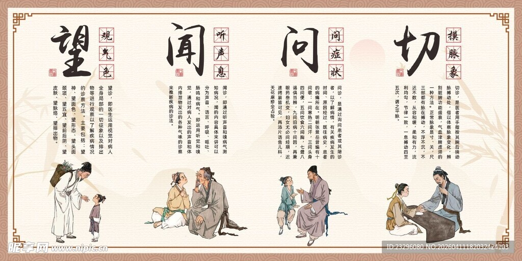 中医望闻问切场景图