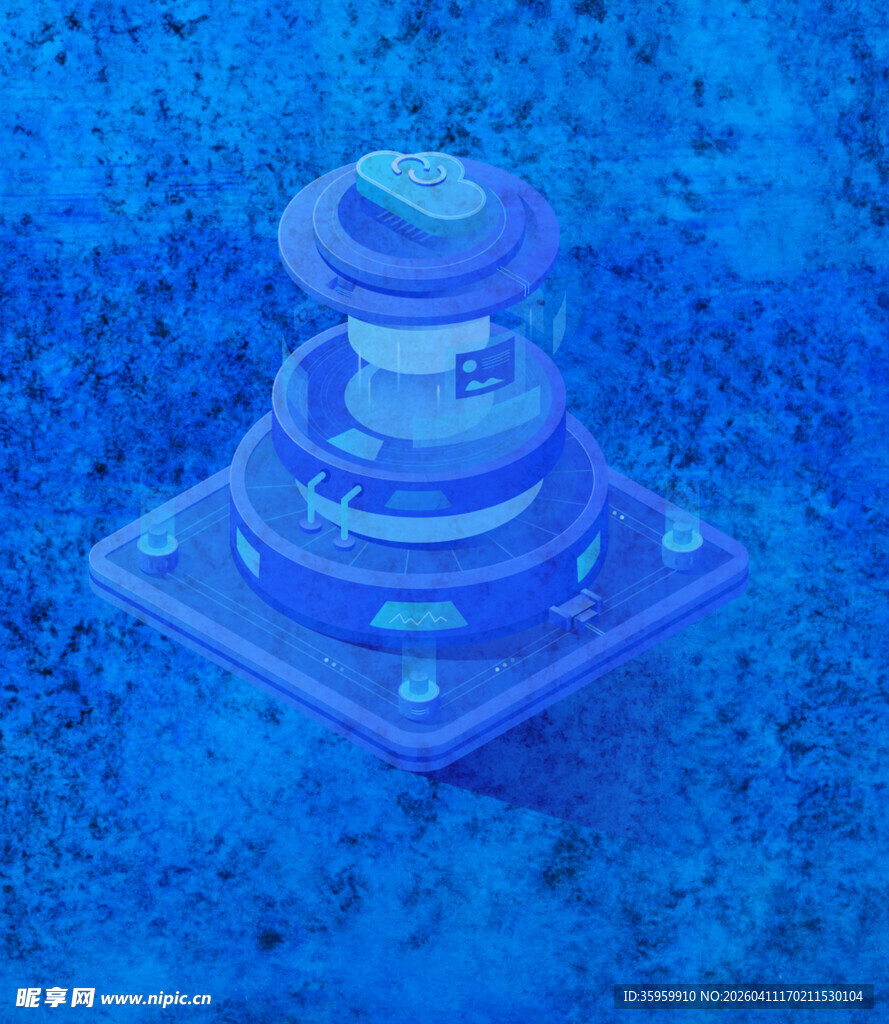 蓝色机械零件模型展示