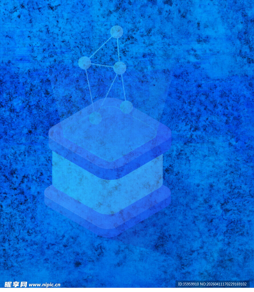 蓝色立体结构的梦幻场景