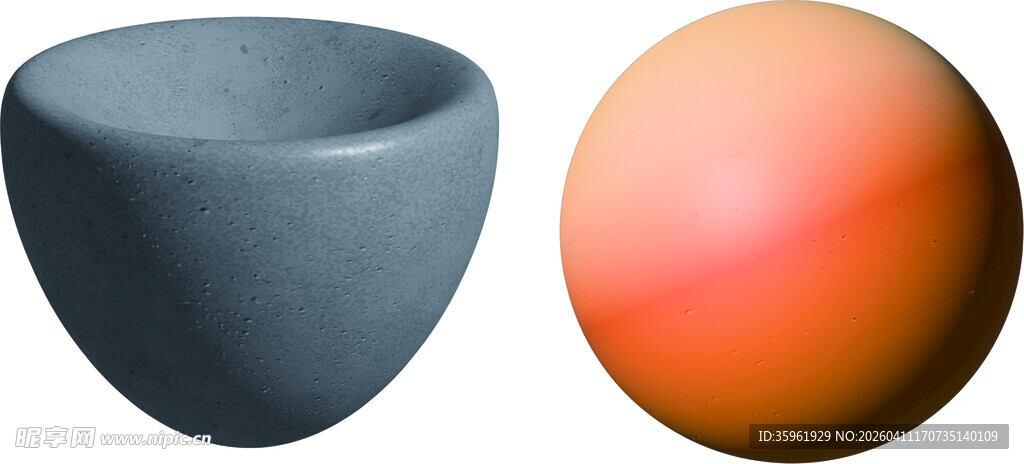 蓝碗与橙球