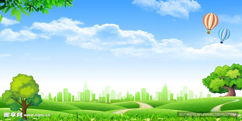 田园风光中的热气球美景