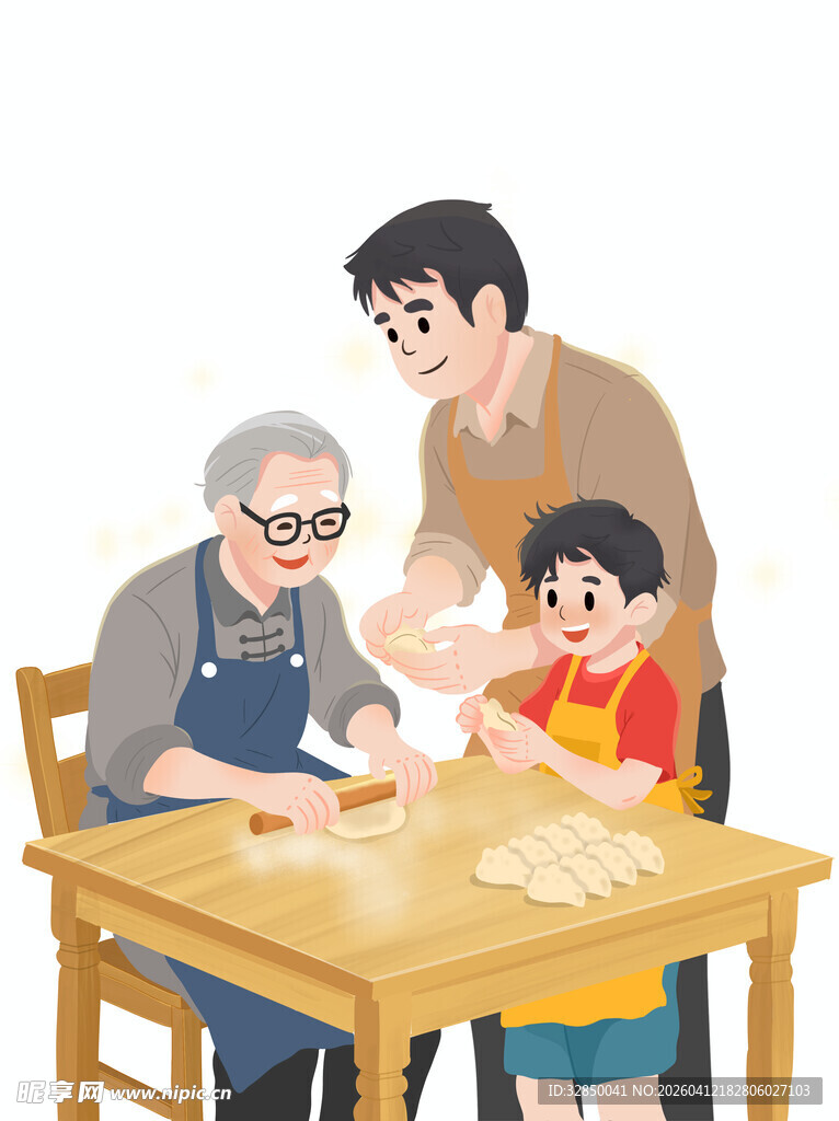 三代同堂温馨包饺子时刻