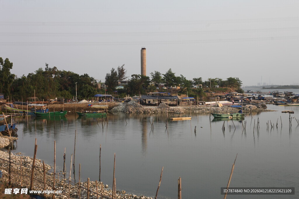 湛江宁静渔村湖畔风光