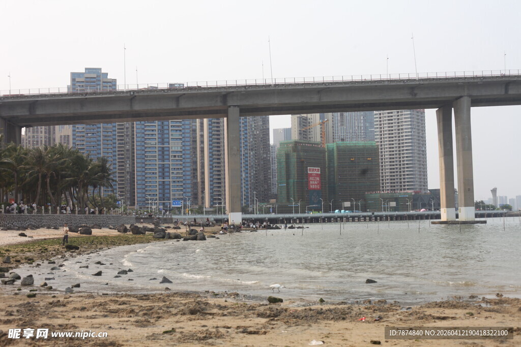 湛江江边高架桥与城市景观