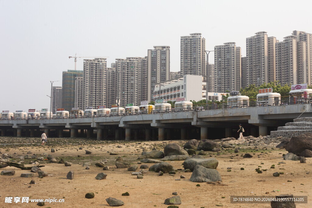 湛江城市旁的桥梁与荒芜地带
