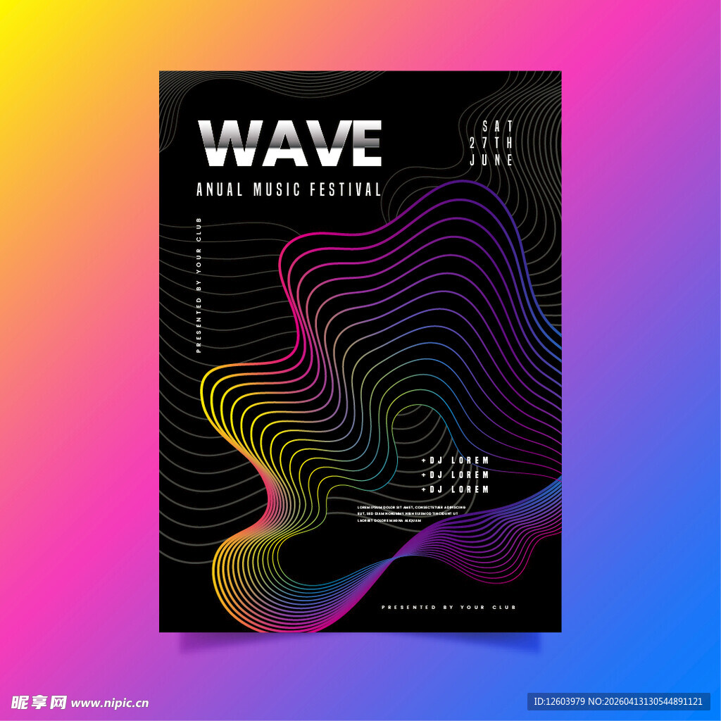 动感波浪音乐活动海报