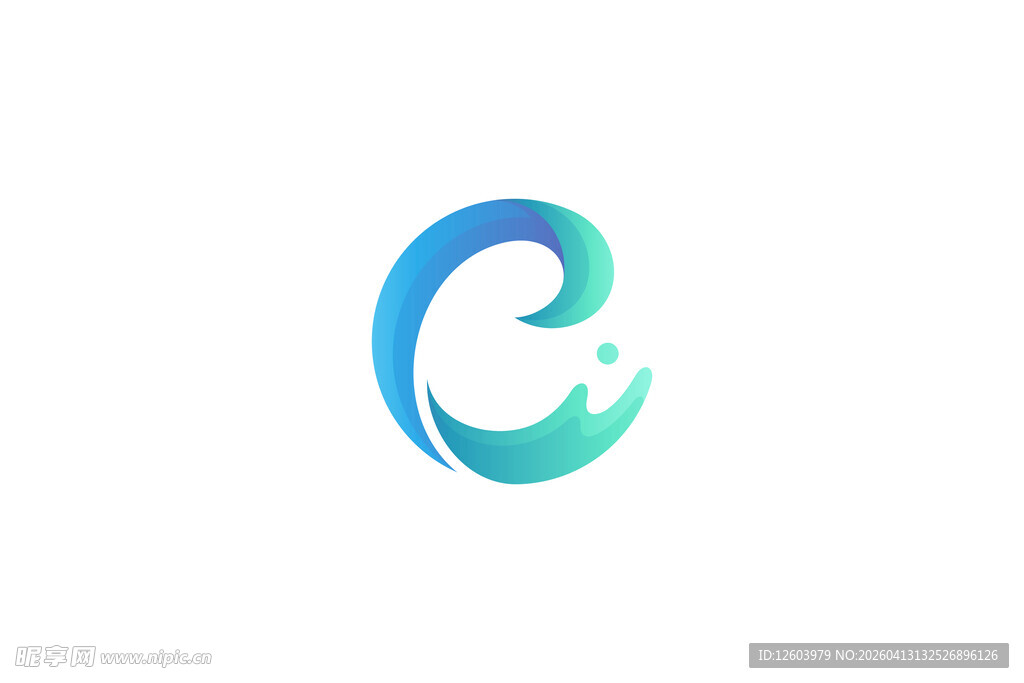 海浪元素创意字母C标志