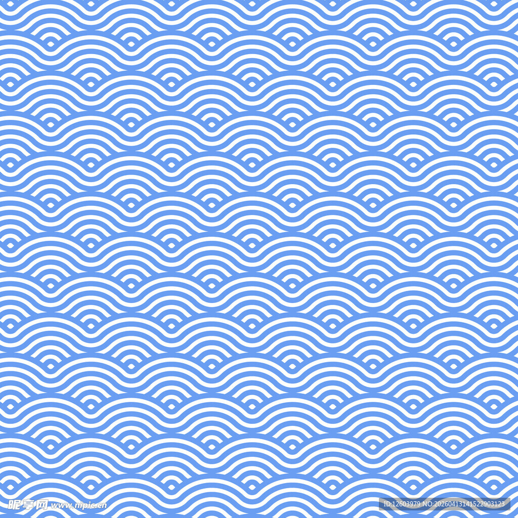 蓝白海浪纹中式传统图案