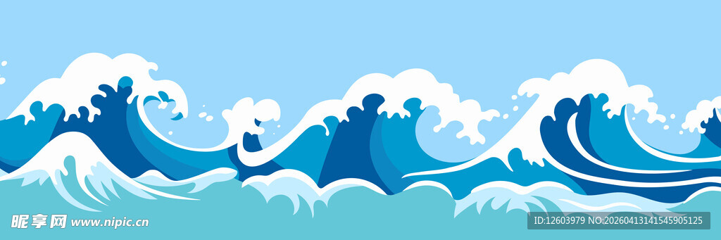 蓝色海浪图案设计素材