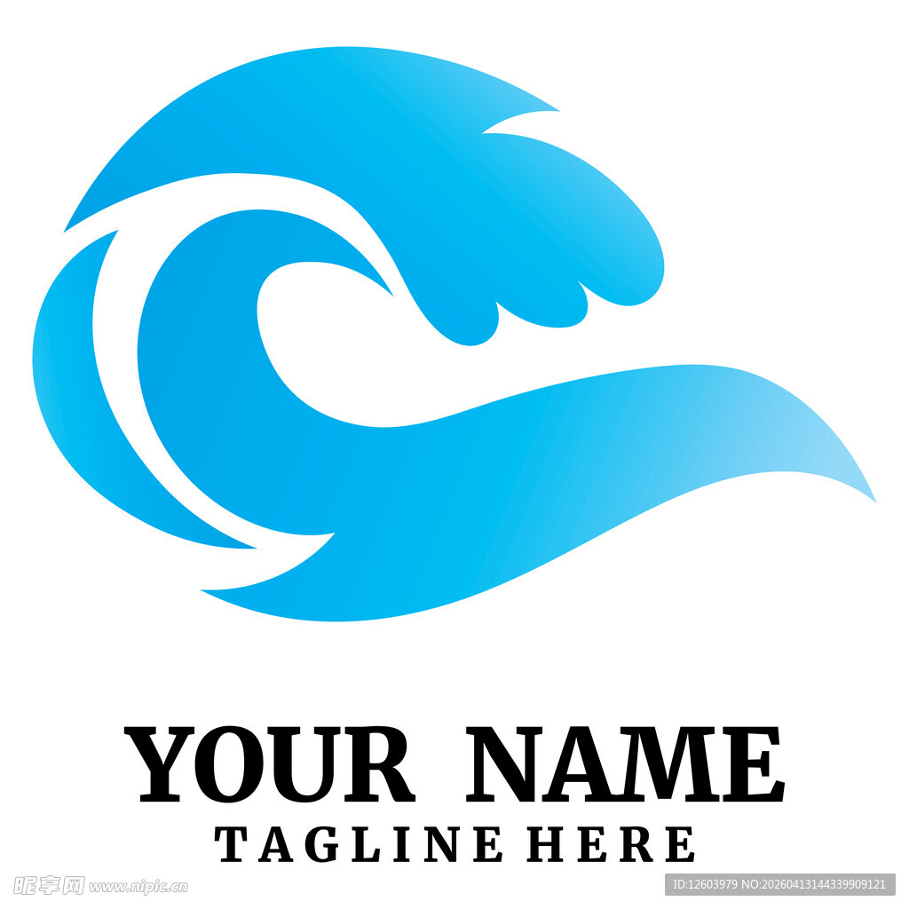 蓝色海浪标志设计