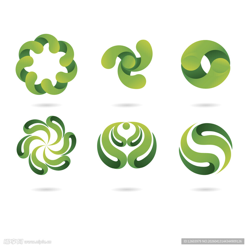 绿色抽象旋转标志设计