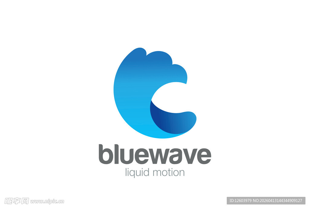 蓝色波浪标志设计