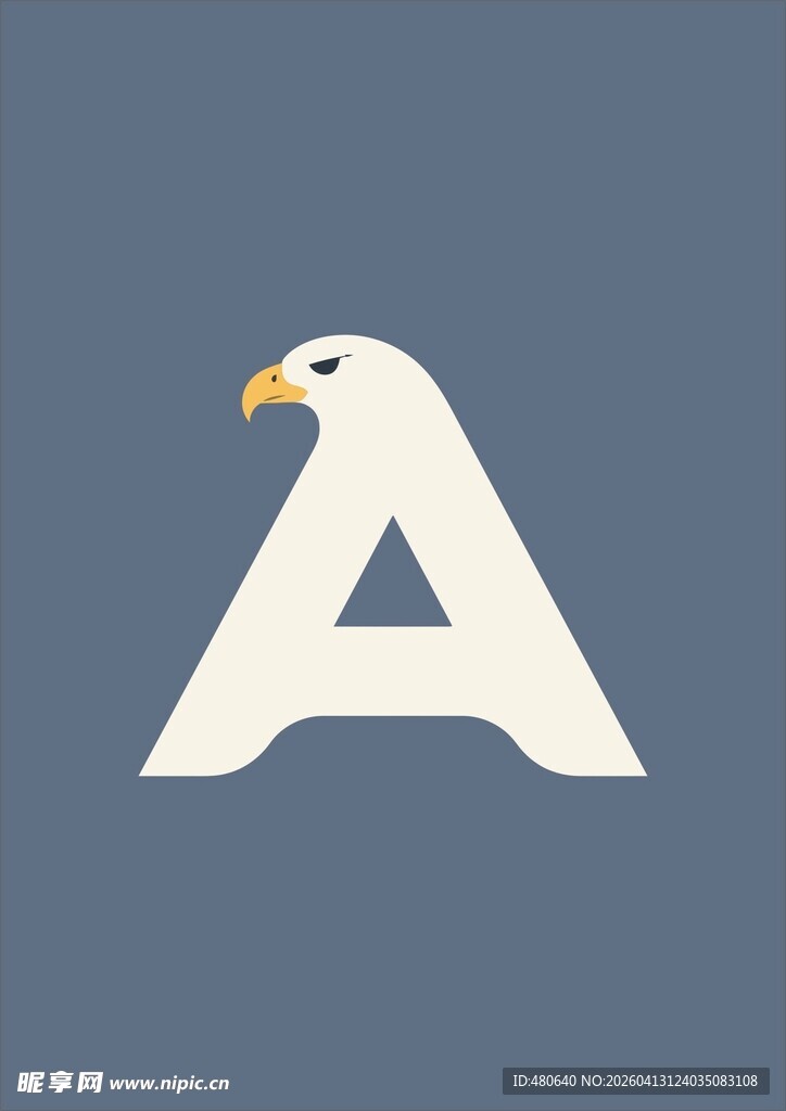 字母A造型的简约白鹰图标