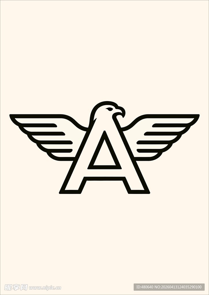 简约飞鹰字母A标志设计
