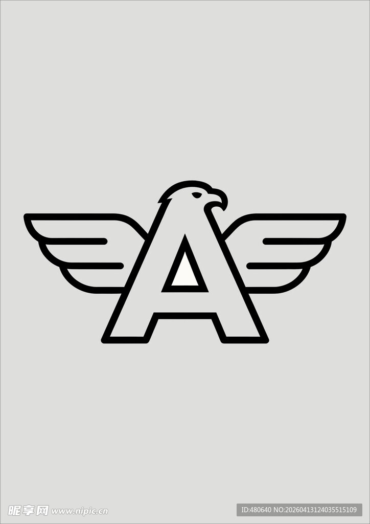 简约鹰翼字母A标志设计