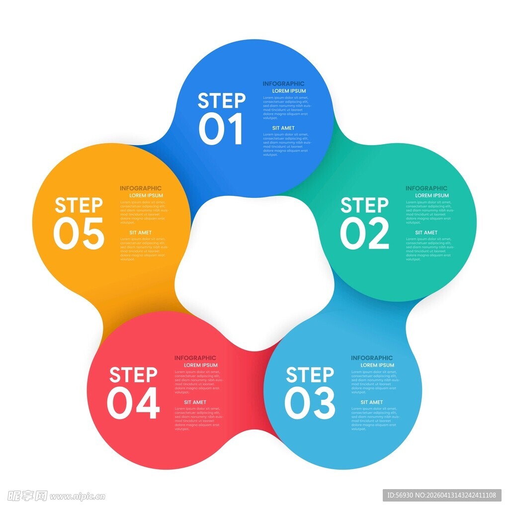 五目录星形状信息图表