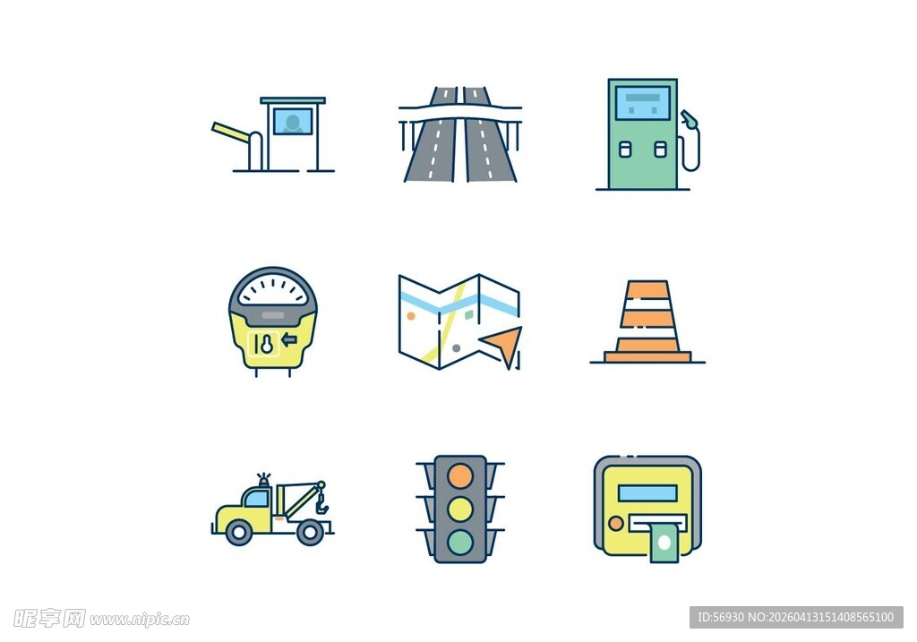 交通与出行相关图标集合