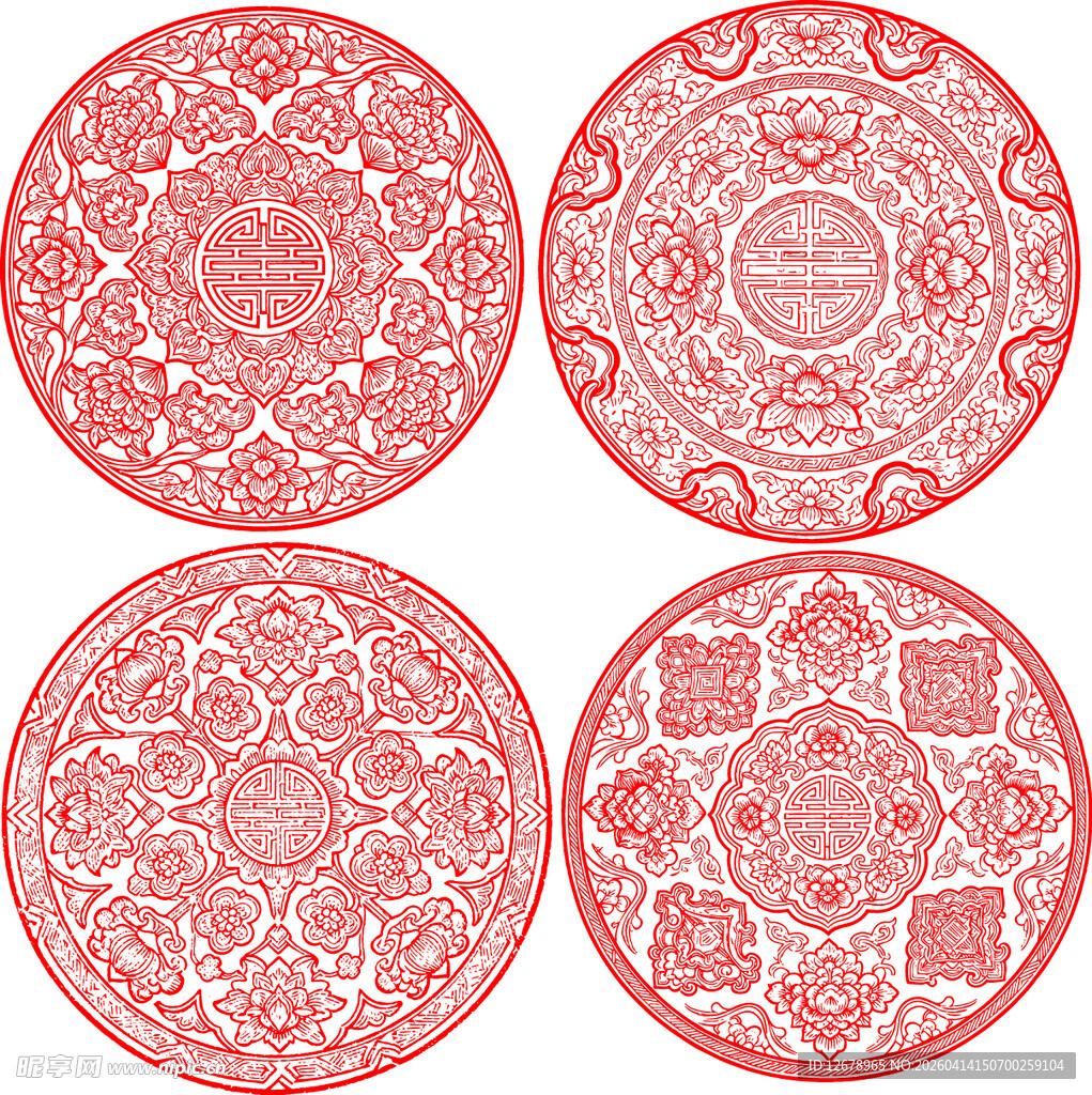中式圆形传统花纹图案