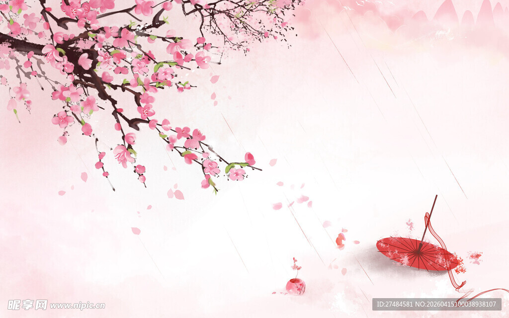 粉色桃花意境唯美画面