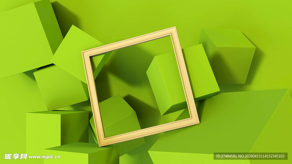 绿色立体方块中的木框