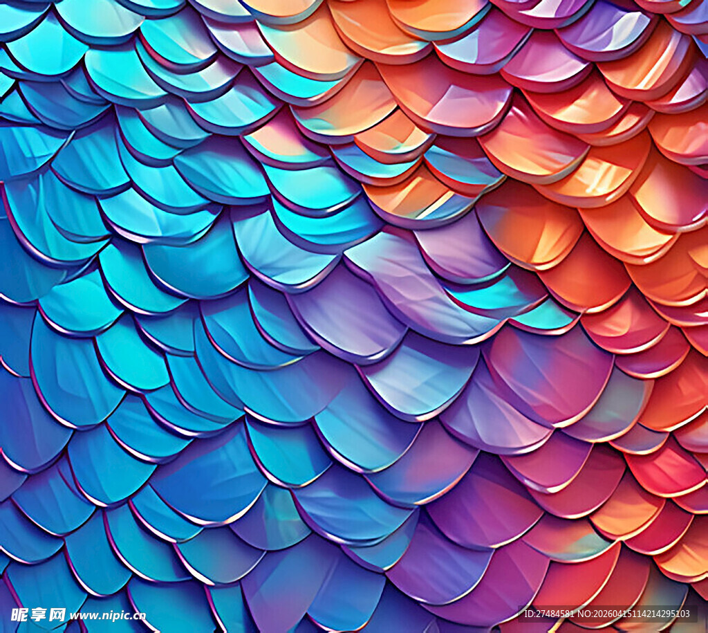 多彩鱼鳞状纹理图案