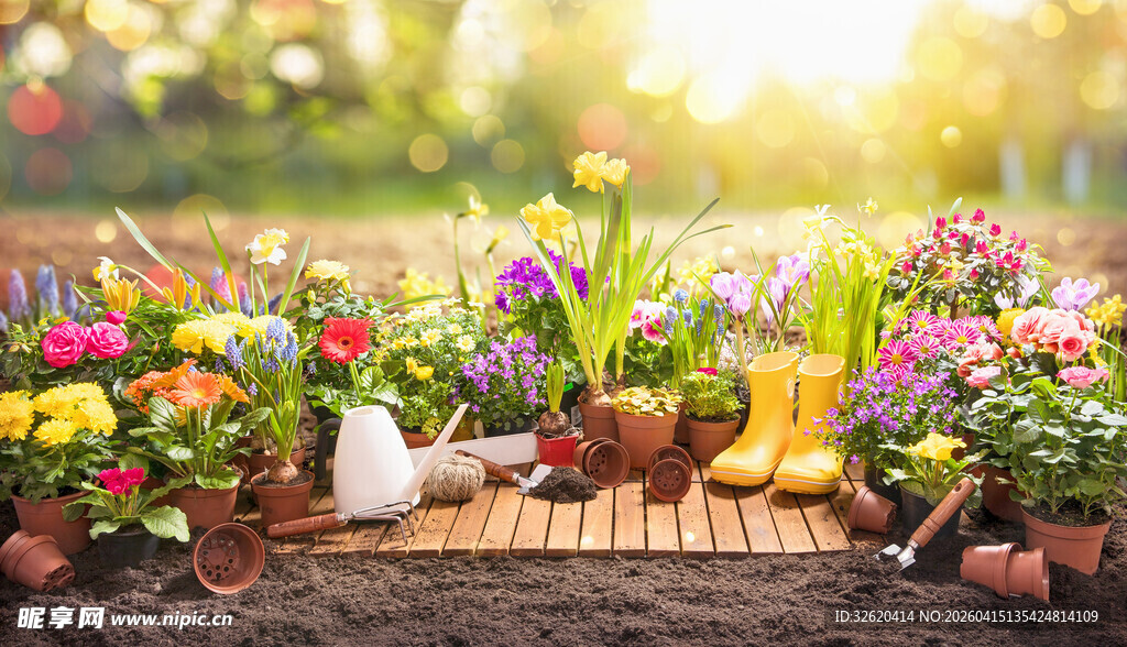 花园中的多彩花草