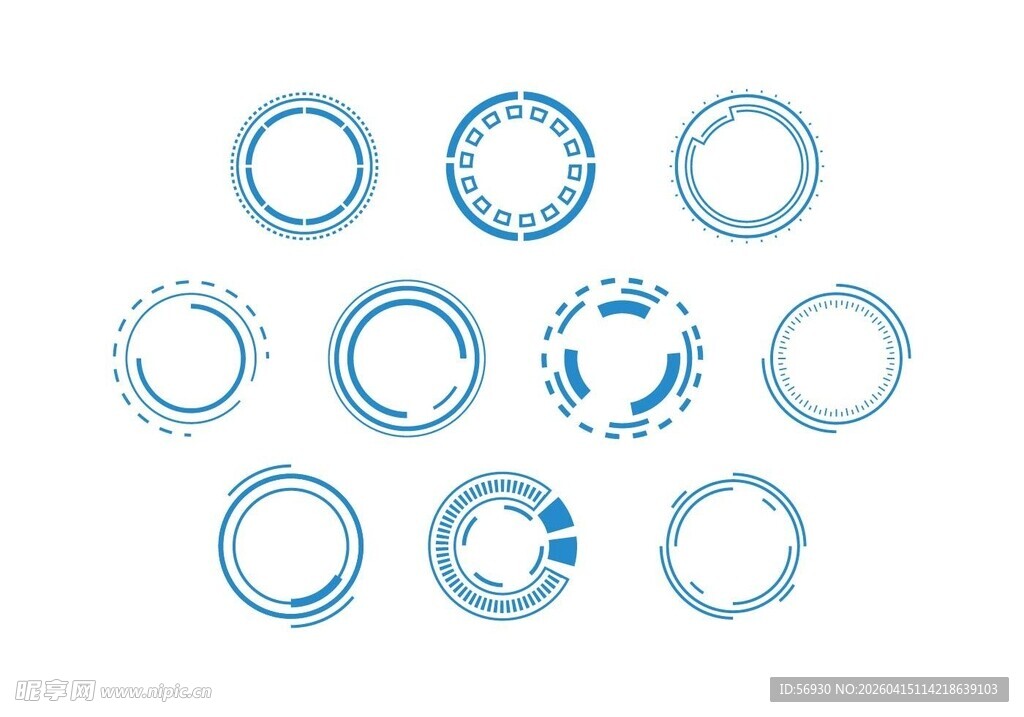 蓝色圆形边框科技矢量素材