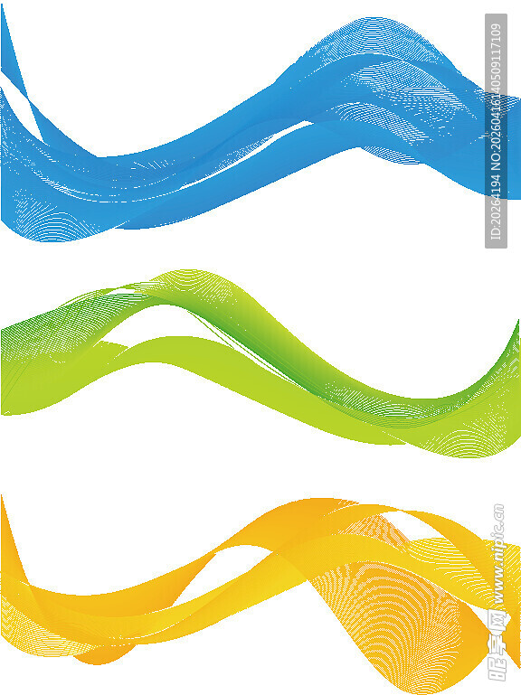 多彩波浪水彩线条图案