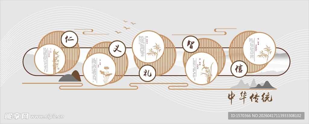 中式传统美德文化墙