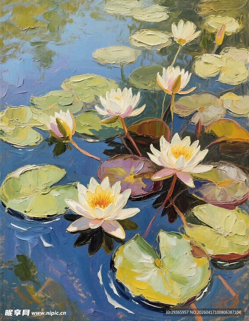 水中睡莲绽放的美丽画面