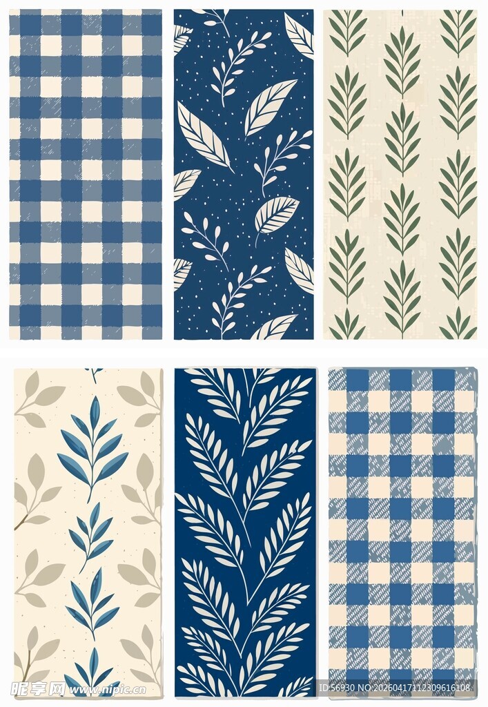 格子植物叶子花纹背景图