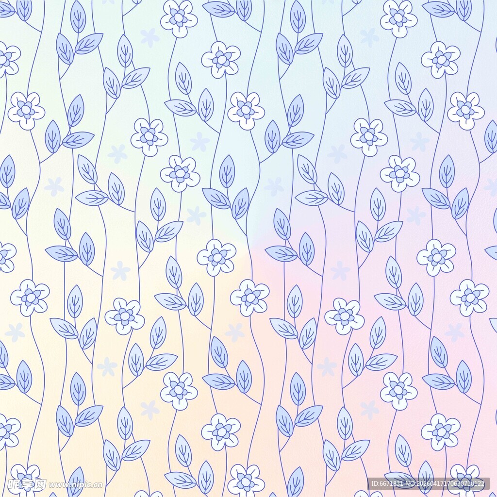 淡彩花卉渐变背景图案